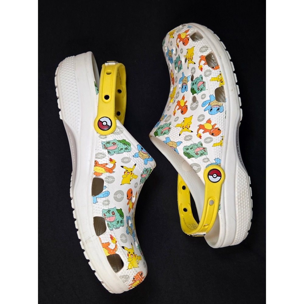 Crocs Classic Pokemon Clogs White Pikachu Charmander Squirtle Men 8 Women 10